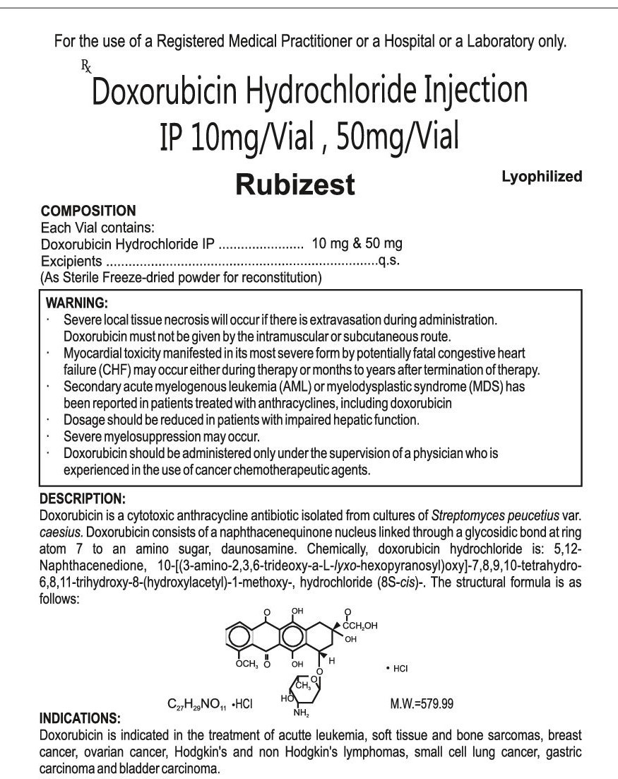 COMPOSITION: EACH VIAL CONTAINS: DOXORUBICIN HCL IP 10MG EXCIPIENTS Q.S.AS STERILE FREEZE-DRIED POWDER FOR RECONSTITUTION